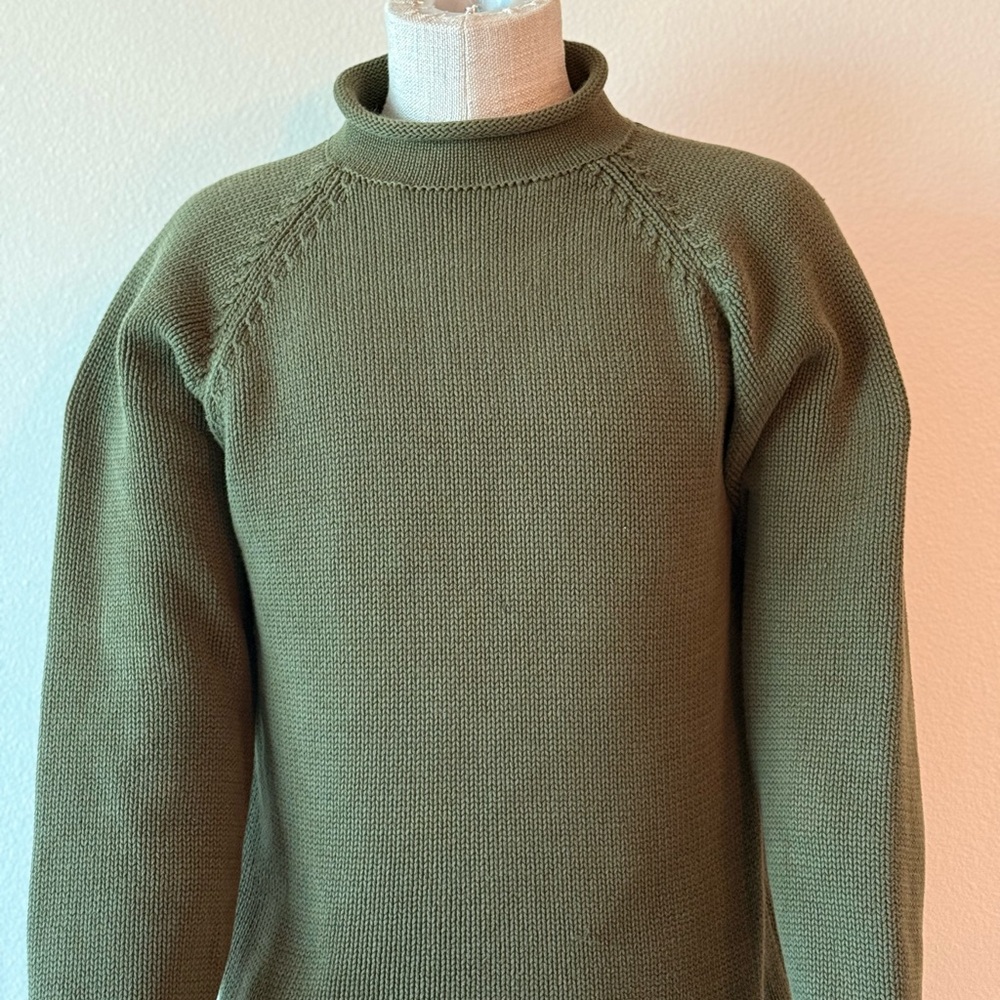 J. Crew Green Turtleneck Sweater with Ribbed Details
